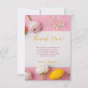 Tarjeta De Agradecimiento Tema Floral Rosa para Despedida de Soltera