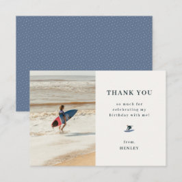 Tarjeta De Agradecimiento Tema genial de cumpleaños de surf en foto