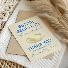 Tarjeta De Agradecimiento Tema Rústico Amarillo Azul Baby Shower