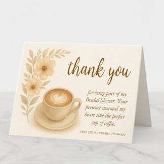 Tarjeta de agradecimiento temática de café para de