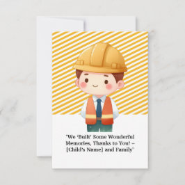 "Tarjeta de agradecimiento temática de la construc
