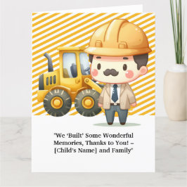 "Tarjeta de agradecimiento temática de la construc