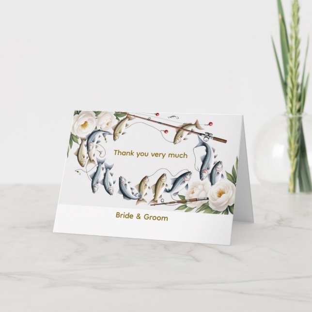 Tarjeta De Agradecimiento Temática de los Bodas de pescado para los amantes  (Anverso)