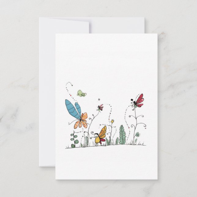Tarjeta De Agradecimiento temática de mariposas y hadas (Anverso)
