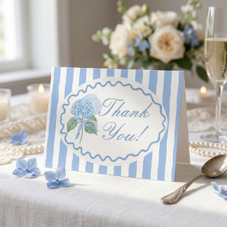 Tarjeta De Agradecimiento Tendencias de Hortensias Azules para Despedida de