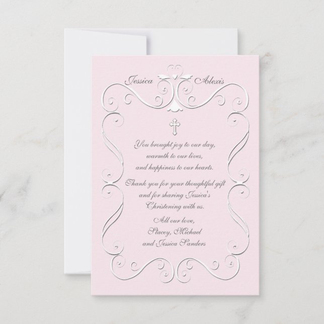 Tarjeta De Agradecimiento Tender Heart Pink Religious Gracias Vertical (Anverso)