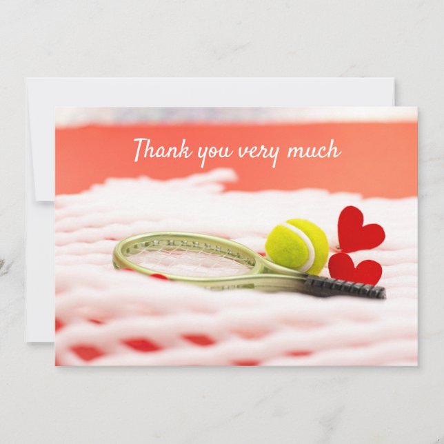 Tarjeta De Agradecimiento Tenis con raqueta gracias mucho jugador (Anverso)