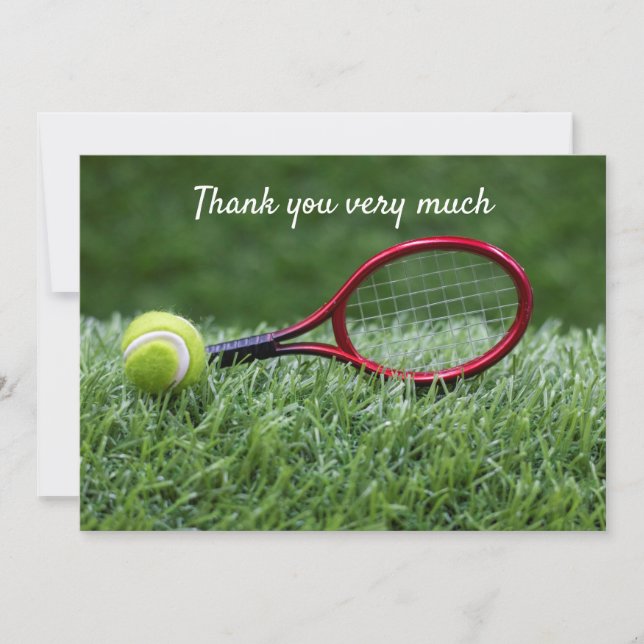 Tarjeta De Agradecimiento Tenis con raqueta gracias mucho jugador (Anverso)