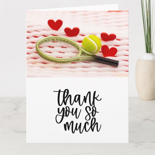 Tarjeta De Agradecimiento Tenis con raqueta y bolas (Anverso)
