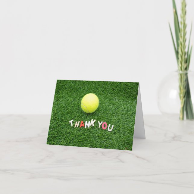 Tarjeta De Agradecimiento Tenis Gracias bolas de cartas en verde para jugado (Anverso)