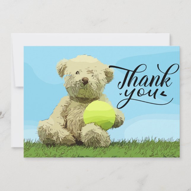 Tarjeta De Agradecimiento Tenis Gracias carta con bola para entrenador (Anverso)
