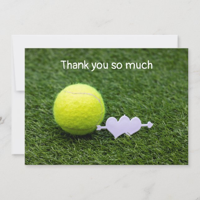 Tarjeta De Agradecimiento Tenis Gracias carta con pelota de tenis en verde (Anverso)