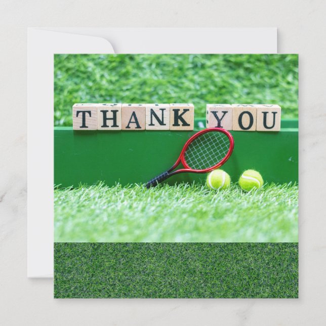 Tarjeta De Agradecimiento Tenis Gracias pelota de cartas y raqueta para entr (Anverso)