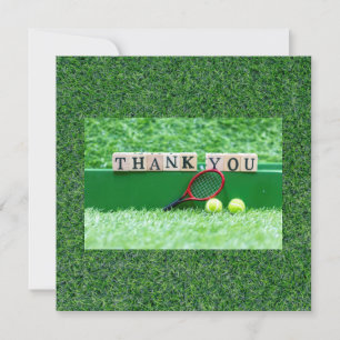 Tarjeta De Agradecimiento Tenis Gracias pelota de cartas y raqueta para entr