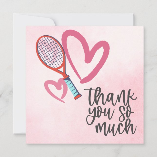 Tarjeta De Agradecimiento Tenis raqueta con amor por el Boda (Anverso)