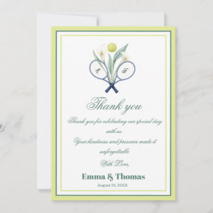 Tarjeta De Agradecimiento Tenis Tema Tenniscore Boda Color del timbre verde