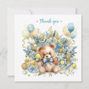 Tarjeta De Agradecimiento Tennis Baby Shower para Baby Boy con temática azul