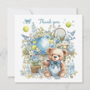 Tarjeta De Agradecimiento Tennis Baby Shower para Baby Boy con temática azul