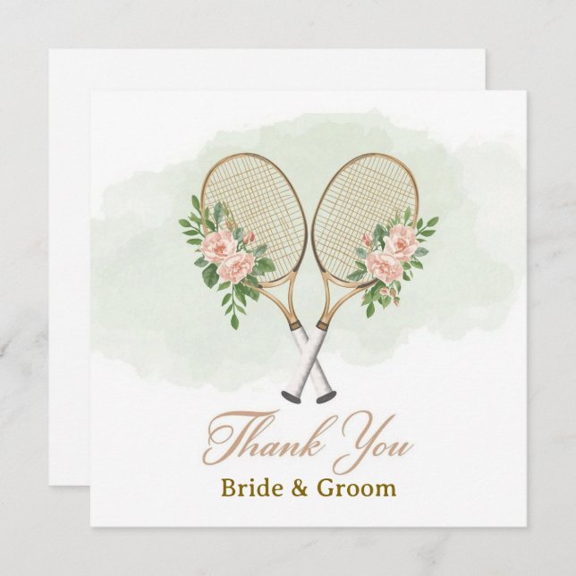 Tarjeta De Agradecimiento Tennis Wedding Thank You Card  (Anverso / Reverso)