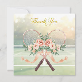 Tarjeta De Agradecimiento Tennis Wedding Thank You Card with Floral Rackets