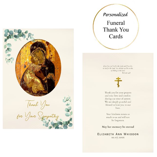 Tarjeta De Agradecimiento Teotokos del funeral cristiano ortodoxo de Vladimi (Subido por el creador)