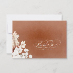 Tarjeta De Agradecimiento Terracota Blanca Floral Boho Pequeño Gracias