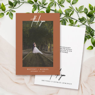 Tarjeta De Agradecimiento Terracota de fotografía simple a mano