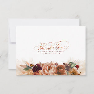 Tarjeta De Agradecimiento Terracota Floral Boho Pequeño Gracias