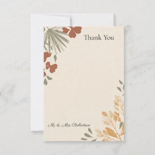 Tarjeta De Agradecimiento Terracota Floral Retro Botánica de Otoño