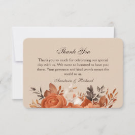 Tarjeta De Agradecimiento Terracota ligera y Boda Naranja quemado