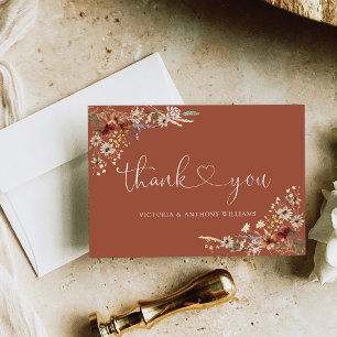 Tarjeta De Agradecimiento Terracota Tiny Wildflower Bridal Shower Flat