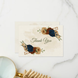 Tarjeta De Agradecimiento terracota tono tierra marina boda de vegetación fl