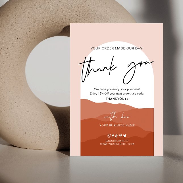 Tarjeta De Agradecimiento Terracotta Arch Bohemian Minimal Logo Business (Subido por el creador)