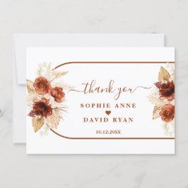 Tarjeta De Agradecimiento Terracotta Arch Pampas Grass Floral Boda