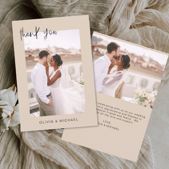 Tarjeta De Agradecimiento Terracotta Boda Gracias Foto Minimalista (Subido por el creador)