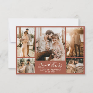 Tarjeta De Agradecimiento Terracotta Boho Moda Script Boda Collage de fotos