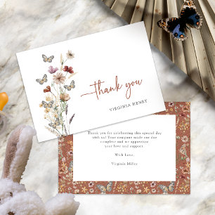Tarjeta De Agradecimiento Terracotta Boho Wildflower Gracias Cartas