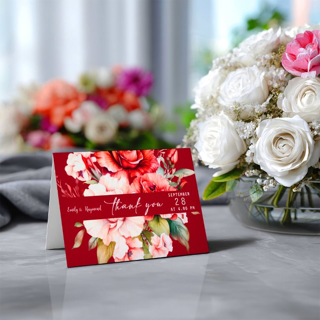 Tarjeta De Agradecimiento Terracotta Burgundy Blush Floral Wedding  (Subido por el creador)