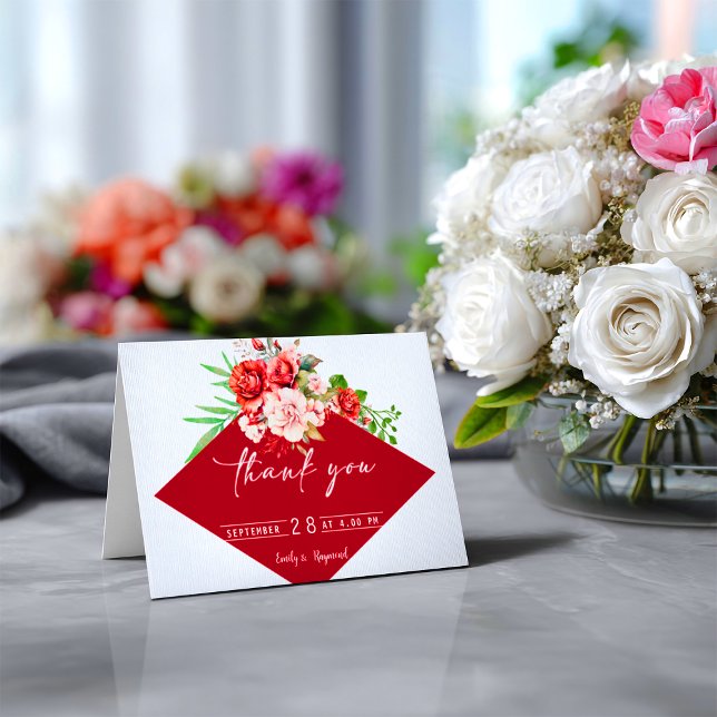 Tarjeta De Agradecimiento Terracotta Burgundy Blush Floral Wedding (Subido por el creador)