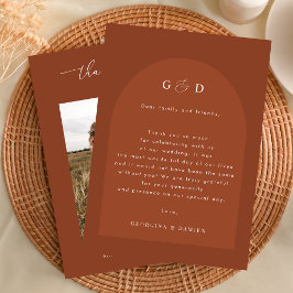Tarjeta De Agradecimiento Terracotta Coriander Boho Foto Monograma Boda