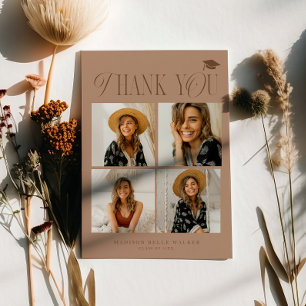 Tarjeta De Agradecimiento Terracotta Elegance Graduation Gracias Collage