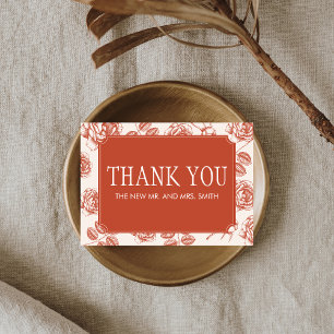 Tarjeta De Agradecimiento Terracotta Elegant Chinoiserie Boda