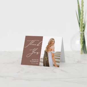 Tarjeta De Agradecimiento Terracotta Elegant Script Sencillo Graduación de F