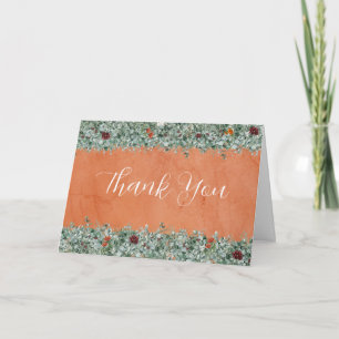 Tarjeta De Agradecimiento Terracotta Eucalipto Burgundy Floral Naranja