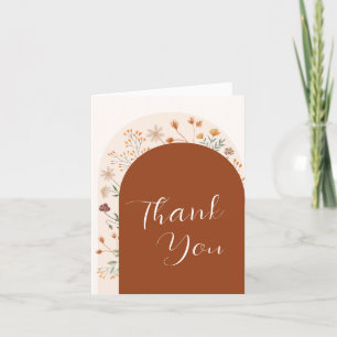 Tarjeta De Agradecimiento terracotta Fall Boho Wildflower Arch Baby Shower