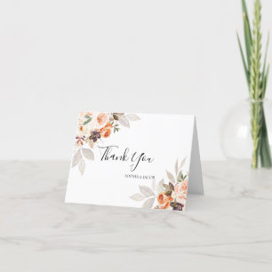 Tarjeta De Agradecimiento Terracotta Floral Naranja Boho Fall Wedding