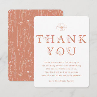 Tarjeta De Agradecimiento Terracotta Floral Thank You Card | Baby Shower