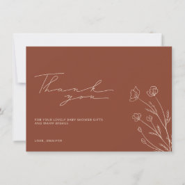 Tarjeta De Agradecimiento Terracotta Naranja Quemada Marfil Beige Baby Showe