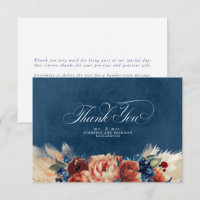 Terracotta Naval Azul Floral Boho Boda Gracias