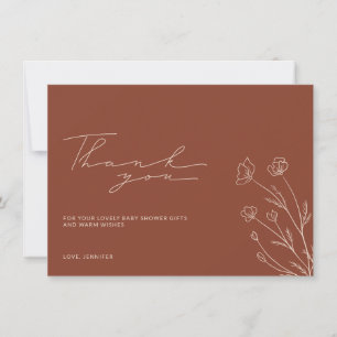 Tarjeta De Agradecimiento Terracotta quemada Naranja Ivory Beige Baby Shower